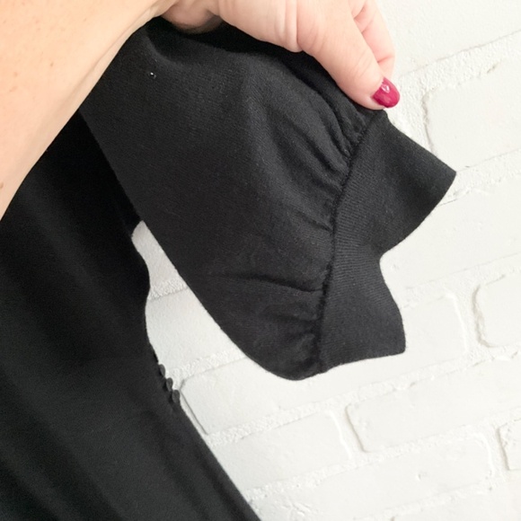 Banana Republic Mini Knit dress Milk maid Babydoll Pleated Black Silk Cotton S - Picture 9 of 11